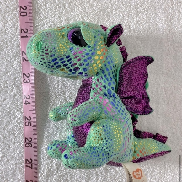 5/$25 Ty Cinder Beanie Boos Green Purple Mini Dragon Plush Stuffed Animal - Picture 9 of 11